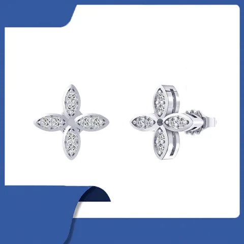 925 Sterling Silver Zirconia Four-Leaf Clover Stud Earrings For Women Niche Style Flower Fashion Electroplated Niche Jewelry Gift