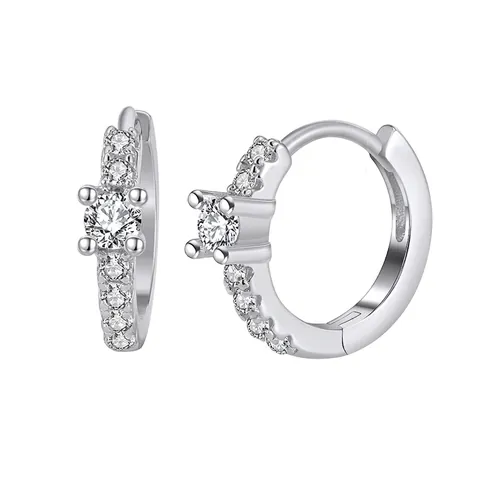 925 Sterling Silver Zirconia Hoop Earrings For Women Geometric Round Gold Silver Plated Elegant Fashion Jewelry Accessory