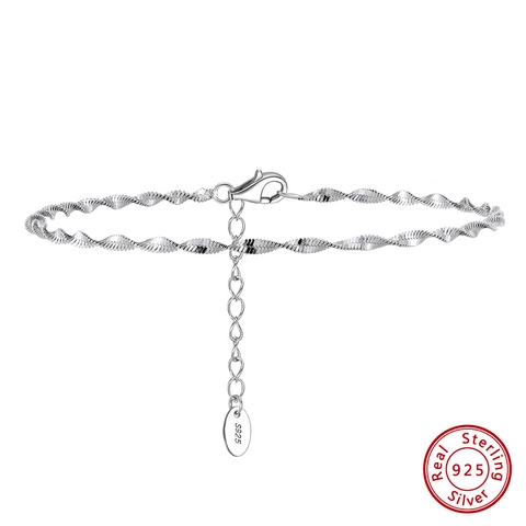 Minimalistische 925 Sterlingsilber Wasserwellenkette Armband Für Damen Elegante Weißgold Galvanisiert Verstellbare Armband Schmuck