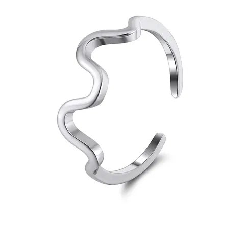 Anillo Ajustable de Plata de Ley 925 con Onda para Mujer Minimalista Geométrico Ripple de Agua Anillo de Dedo Abierto Joyería de Moda Regalo