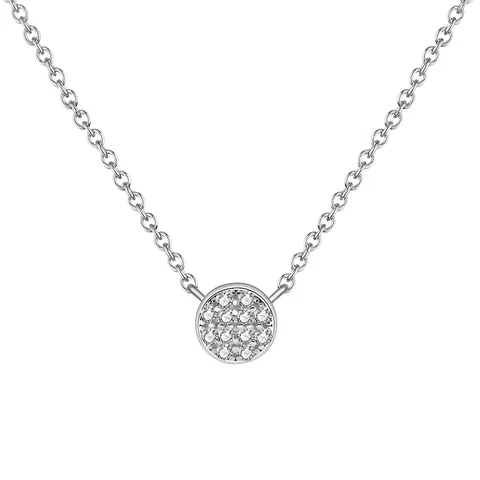 925 Sterling Silver Round Pavé Zirconia Pendant Necklace For Women Minimalist Adjustable Chain Fine Jewelry Exquisite Gift