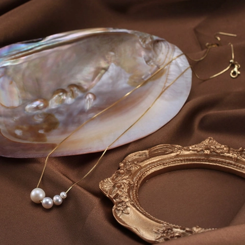 Collar Con Colgante De Plata De Ley 925 Bañado En Oro De 14K Con Perla Natural De Agua Dolce Para Mujer Joyería De Moda
