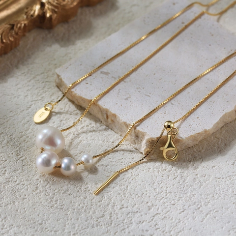 Collar Con Colgante De Plata De Ley 925 Bañado En Oro De 14K Con Perla Natural De Agua Dolce Para Mujer Joyería De Moda