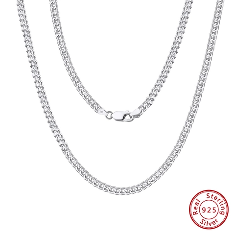 S925 Sterling Silver Franco Chain Necklace For Men Italy 2.5mm Wheat Link Chain DIY Jewelry Without Pendant Gold Silver