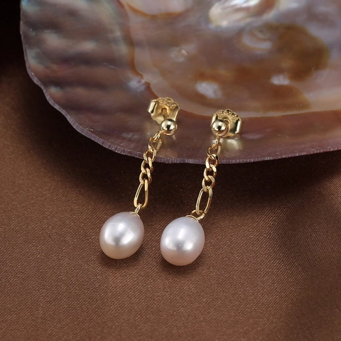 925 Sterling Silver Freshwater Pearl Drop Earrings For Women Minimalist Handmade Jewelry Wedding Party Pearl Dangle Earrings