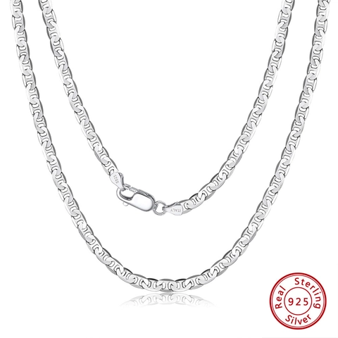 925 Sterling Silver Mariner Chain Necklace For Men Women 5mm Flat Anchor Link Necklace Italian Hip Hop Streetwear Jewelry