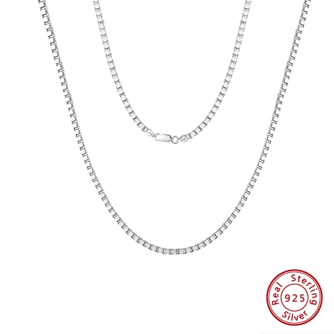 925 Sterling Silver Box Chain Necklace For Men Women Unisex Minimalist Venetian Link Chain Jewelry For Pendant Accessory