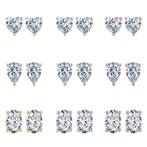 925 Sterling Silver Earring Collection For Women Fashion Rhinestone Heart Butterfly Geometric Earrings Gold Silver Rose Gold Minimalist Jewelry Gift