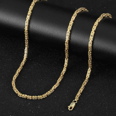 925 Sterling Silver Byzantine Chain Necklace For Men Women 18K Gold Platinum Plated Hip Hop Woven Link Jewelry Gift