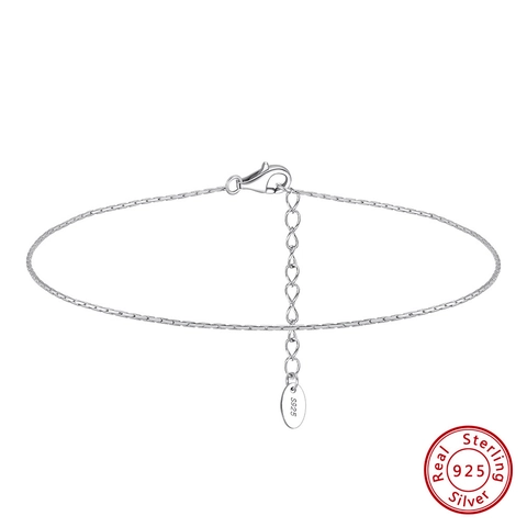 Tobillera de Eslabones de Bambú de Plata de Ley 925 para Mujer Chapado en Oro de 14K Joyería de Playa Minimalista Cadena de Pie Fina