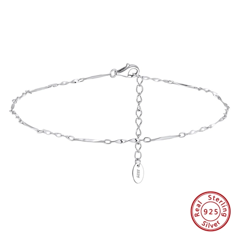 Cavigliera in Argento Sterling S925 con Maglia Intrecciata da Donna Minimalista Placcata in Oro 14K Regolabile Gioielli da Spiaggia