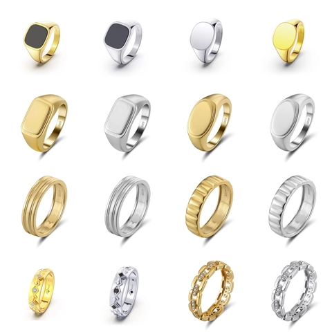 925 Sterling Silver Ring For Women Men Zirconia Inlaid Chain Signet Spinner Mechanical Gear Style Band Ring Jewelry