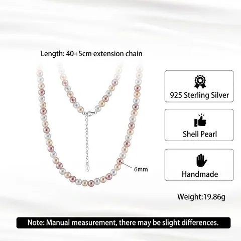 Multicolor Artificial Pearl Necklace With 925 Sterling Silver Clasp Colorful Candy Style Short Clavicle Chain Women Jewelry