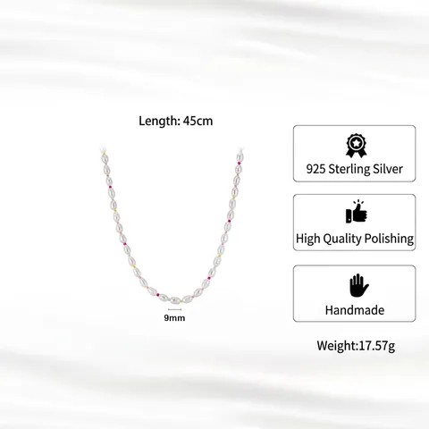 925 Sterlingsilber Süßwasserperle Halskette Für Damen Vergoldet Handgefertigte Bunte Perlen Barockperle Choker Schmuck