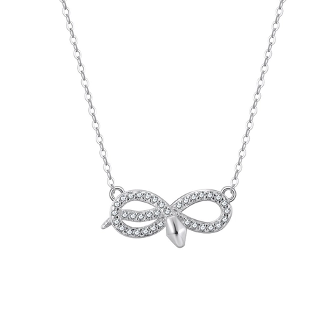 S925 Sterling Silver Snake Infinity Pendant Necklace For Women Rhinestone Inlaid Minimalist Jewelry Dainty O-chain Necklace Gift