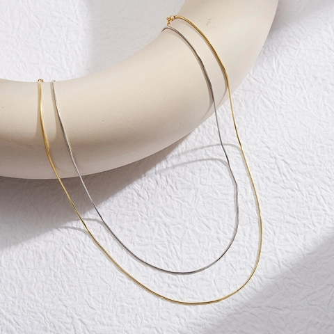 925 Sterling Silver Snake Bone Chain Necklace For Women Simple Delicate Adjustable Minimalist Gold Silver Plated Neck Chain Jewelry