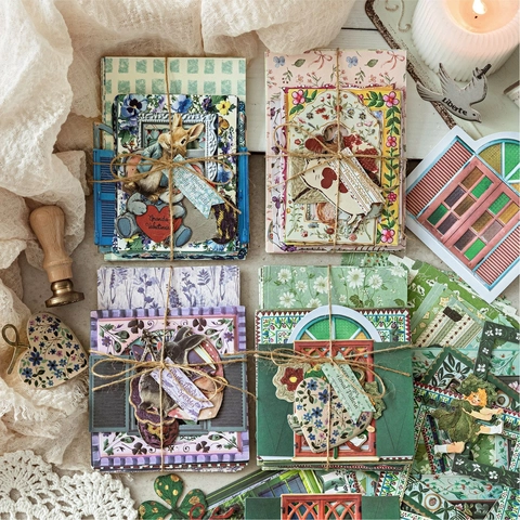 Vintage Garden Post Office Series Scrapbooking Paper Stickers Kit DIY Journaling Material Floral Pastoral Junk Journal Supplies