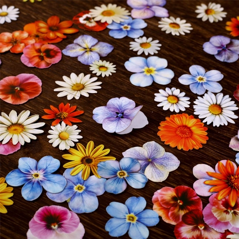 Autocollants Floraux Peints à la Main Retro Story Fleurs de Dessin DIY Scrapbooking Décoration Esthétique de Fleurs
