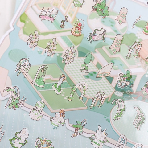 Fantasy Roaming Series PET Waterproof Stickers Set For Journaling DIY Scenery Micro Landscape Decorative Scrapbook Stickers
