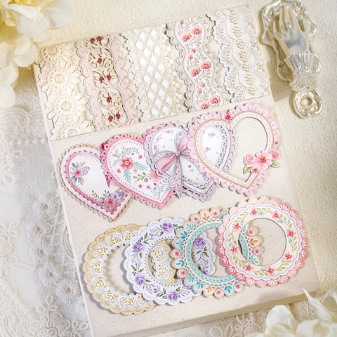 Adesivi in Carta con Bordo in Pizzo Vintage per Journaling Scrapbooking Fai-da-te Decorativi Svuotati Cornice Floreale Estetica