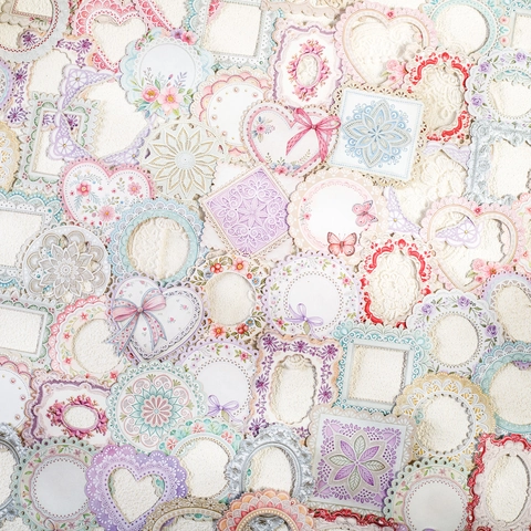 Adesivi in Carta con Bordo in Pizzo Vintage per Journaling Scrapbooking Fai-da-te Decorativi Svuotati Cornice Floreale Estetica