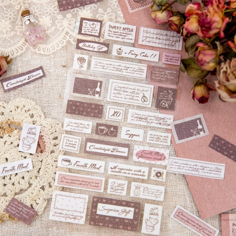 Vintage Fabric Scrapbooking Stickers Retro Cloth Journaling Decorative Patch Stickers For DIY Crafts Planner Journal Album