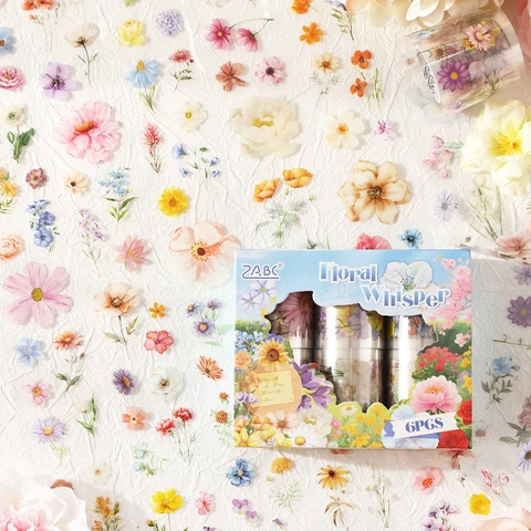 Vintage Floral PET Waterproof Washi Tape Set Artistic Flower Decorative Tape For DIY Journaling Scrapbooking Gift Wrapping