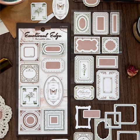 Autocollants en Papier Autocollant Rétro Vintage pour Scrapbooking Journal DIY Décoration Série Emotional Edge Art Craft