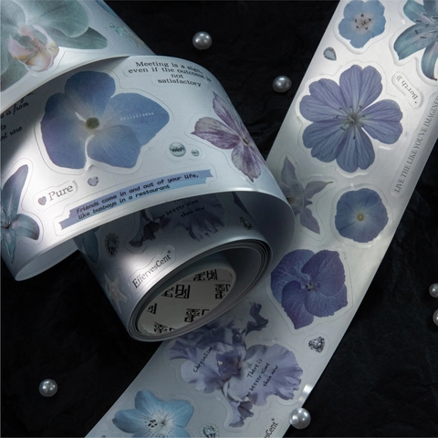 Nastro Washi Floreale Vintage Argento Opaco Fustellato Piante Botaniche Nastro Adesivo Decorativo per DIY Journaling Scrapbooking Artigianato