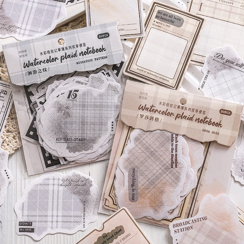 Blocco Note Acquerello Quadretti Carta Irregolare Scrapbooking Carta per Appunti per Junk Journaling Messaggio Nota Cancelleria Ufficio
