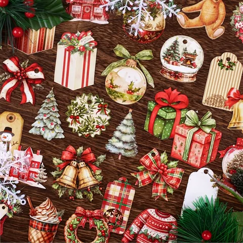 Retro Christmas Stickers Winterthology Series Holiday Theme Journal Scrapbooking Decoration Materials Stationary Supplies