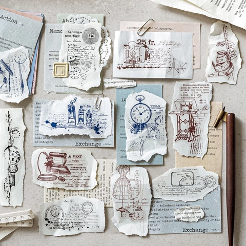 Pegatinas Decorativas PET Vintage Steampunk Colección Material Diario Scrapbooking DIY Calcomanías Papelería Estética