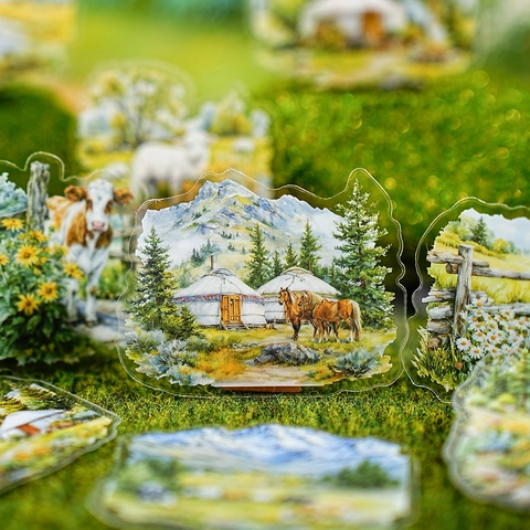 Nature Grandeur Serie PET Paesaggio Adesivi Per Scrapbooking Diario DIY Journal Decorativi Scenario Naturale Adesivi Estetici