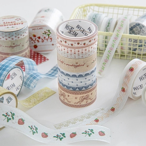 Ensemble de Rubans Décoratifs en PET Sable Flash Rétro Vintage Pour Scrapbooking Journaling Bricolage Dentelle Motif Floral