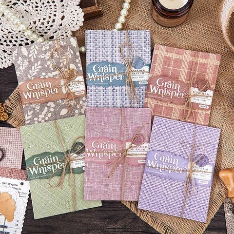 Vintage Scrapbooking Material Paper Grain Whisper Series Floral Plaid Weave Texture Decorative Journaling Supplies For DIY Craft