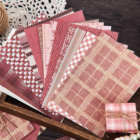 Vintage Scrapbooking Material Paper Grain Whisper Series Floral Plaid Weave Texture Decorative Journaling Supplies For DIY Craft