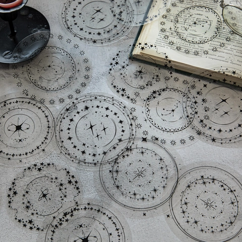 Vintage Galaxie Museum Klare PET Aufkleber Retro Astronomische Himmlische Mond Stern DIY Journaling Scrapbooking Kunst Dekorative Aufkleber