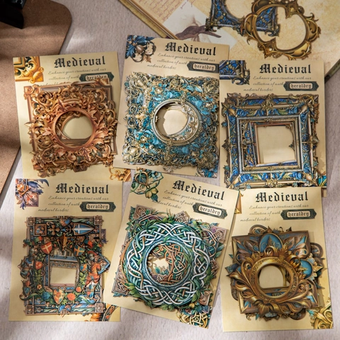 Medieval Heraldry Vintage Borders Stickers For Scrapbooking DIY Material Hard Cardstock Retro Frame Journaling Sticker