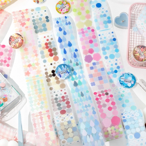 Nastro Decorativo in PET Serie Geometric Poetry per Scrapbooking Fai da Te Motivo Floreale Artistico Nastro Adesivo Impermeabile