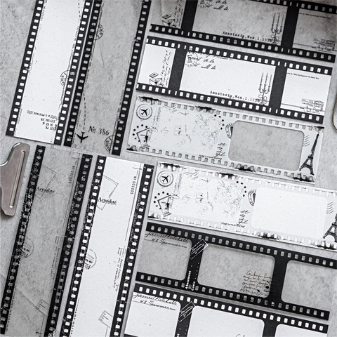 Serie di Note sul Film Vintage Adesivi Decorativi in PET Materiale a Punta d'Argento Retro Cornice di Film per Scrapbooking