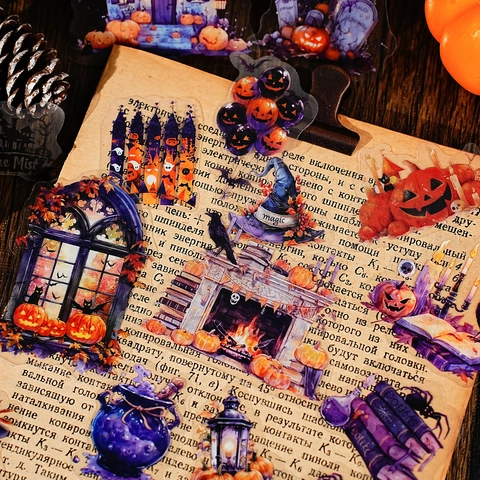 PET Sticker Pack Halloween Christmas Decorative Stickers For Scrapbooking Journaling DIY Planner Vintage Art Supplies