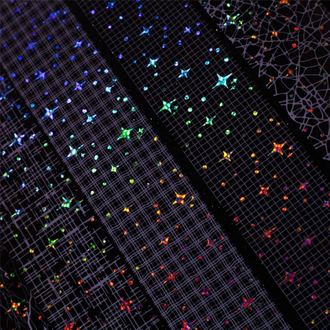 Nastro Washi in PET Retro Cielo Stellato Laser Olegrafico Stampaggio a Caldo Stelle Griglia per Scrapbooking DIY