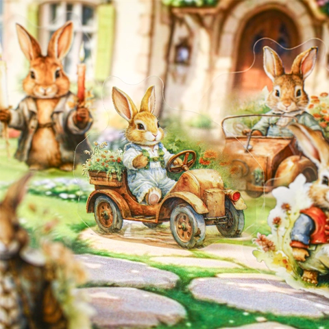 Retro Fairytale Animal PET Stickers Vintage Cat Rabbit Decorative Decals For Journaling Scrapbooking DIY Stationery