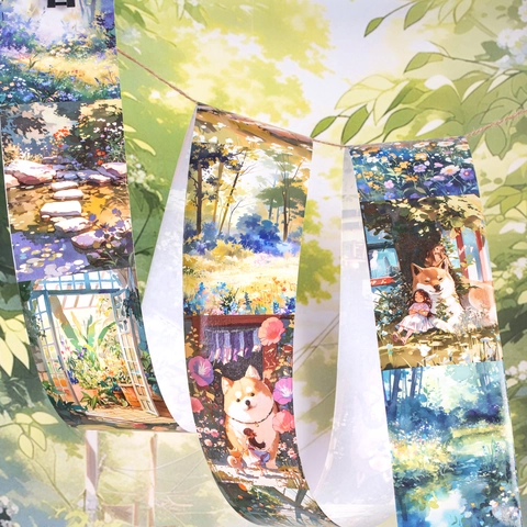 Pet Healing Life Series Washi Tape DIY Scrapbooking Decorative Masking Tape Healing Illustration Cat Dog Girl Patterns