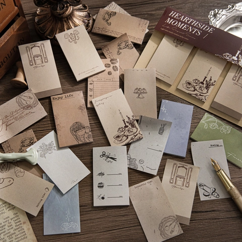 Vintage Life Imprint Series Memo Pads Retro White Kraft Paper Sticky Notes For Journaling Scrapbooking DIY Deco Stationery