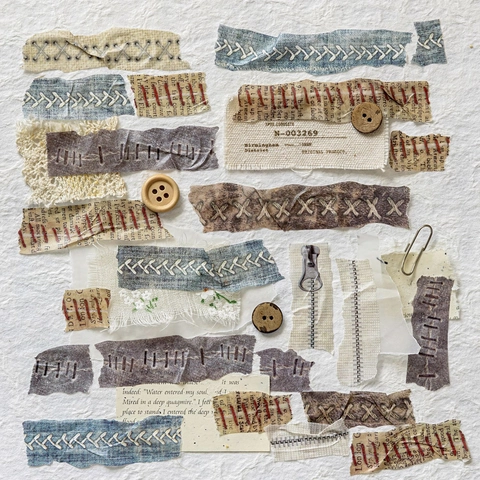 MoCard Vintage Washi Tape Torn Edge Sewing Series Decorative Adhesive Tape For Scrapbooking Journaling DIY Crafts Gift Wrapping