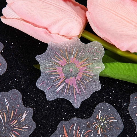 Halbdurchsichtige PET Feuerwerk Scrapbook Aufkleber Für Journaling DIY Material Dekoration Lebendige Ästhetische Feuerwerk Aufkleber Handwerk Dekor