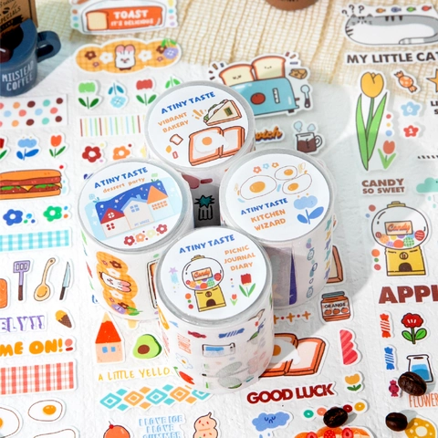 Serie de Postres Dulces Cinta Washi de Papel Sintético con Purpurina Patrones de Comida de Dibujos Animados Cinta Decorativa para Álbumes de Recortes