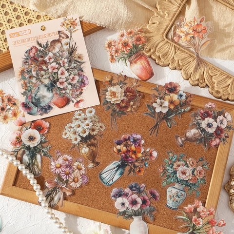 Vintage Florale PET Dekorative Aufkleber Wasserdicht Retro Blumen Decals Für Scrapbooking Journaling DIY Kunst Handwerk Projekte Schreibwaren
