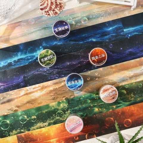 Dreamy Ocean Starry Night Washi Paper Tape Wide Decorative Adhesive Masking Tape For Scrapbooking Journaling DIY Art Craft